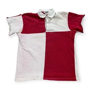 Barbarian Rugby Shirt Colorblock Men's Large Red White Short Sleeve Canada Made